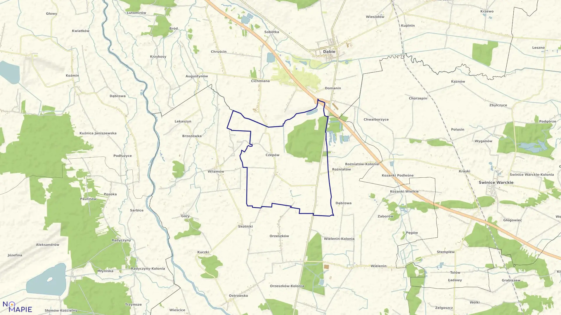 Mapa obrębu CZEPÓW w gminie Uniejów