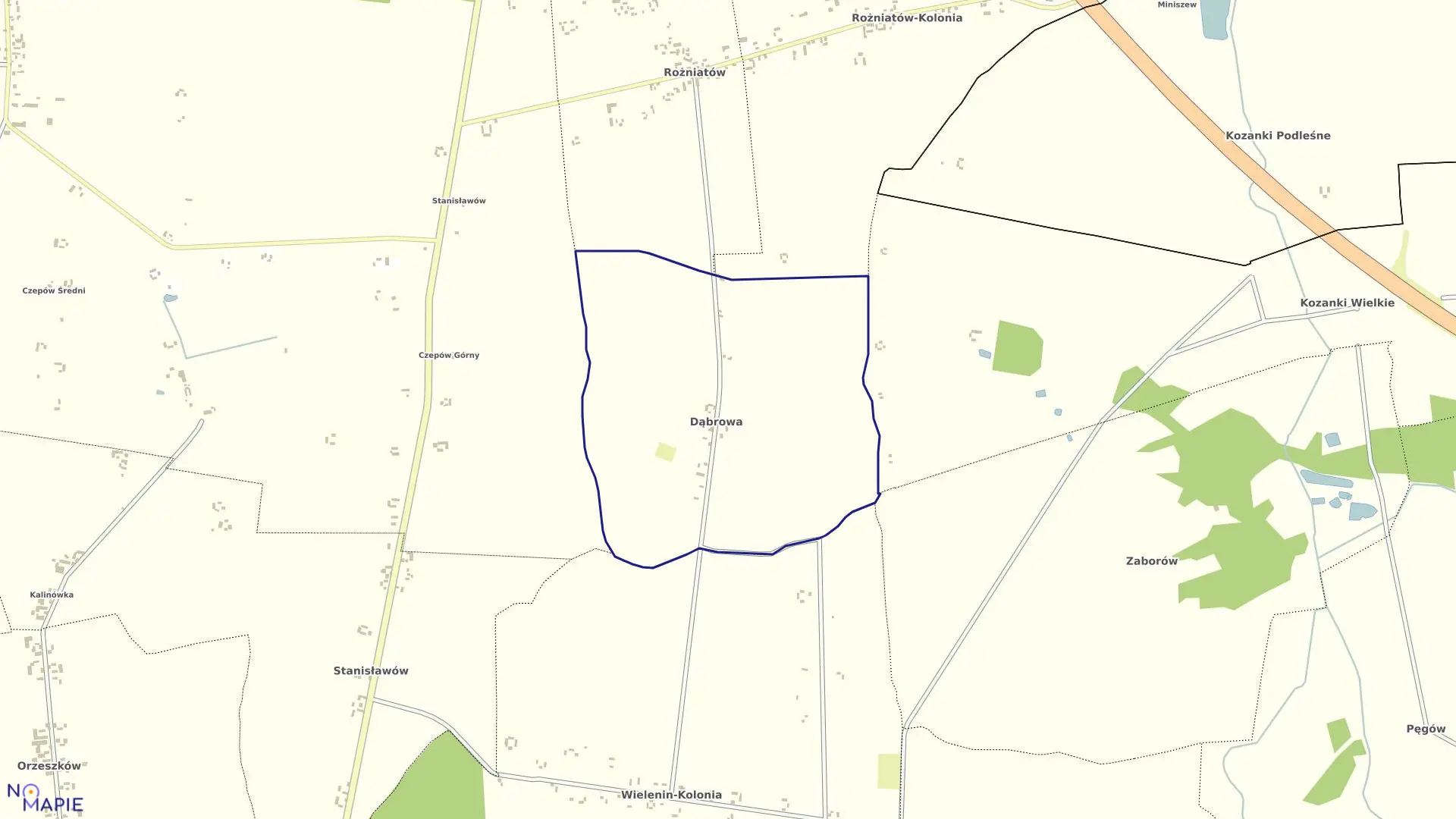 Mapa obrębu DĄBROWA w gminie Uniejów